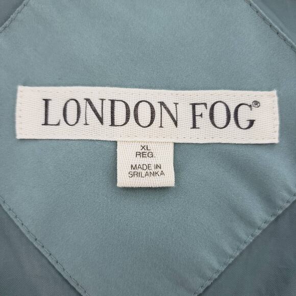 London Fog Removable Hood Windbreaker Trench Jacket Zip Up XL Sage Green - Picture 11 of 12